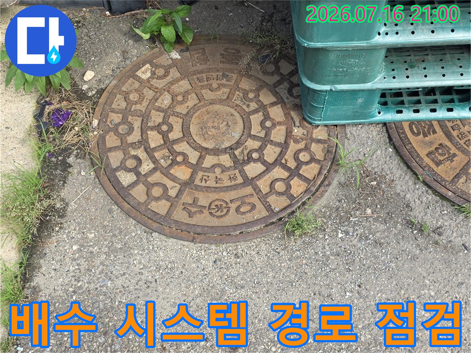 노출된 배수구와 주변 지면 상태의 이상 유무 체크