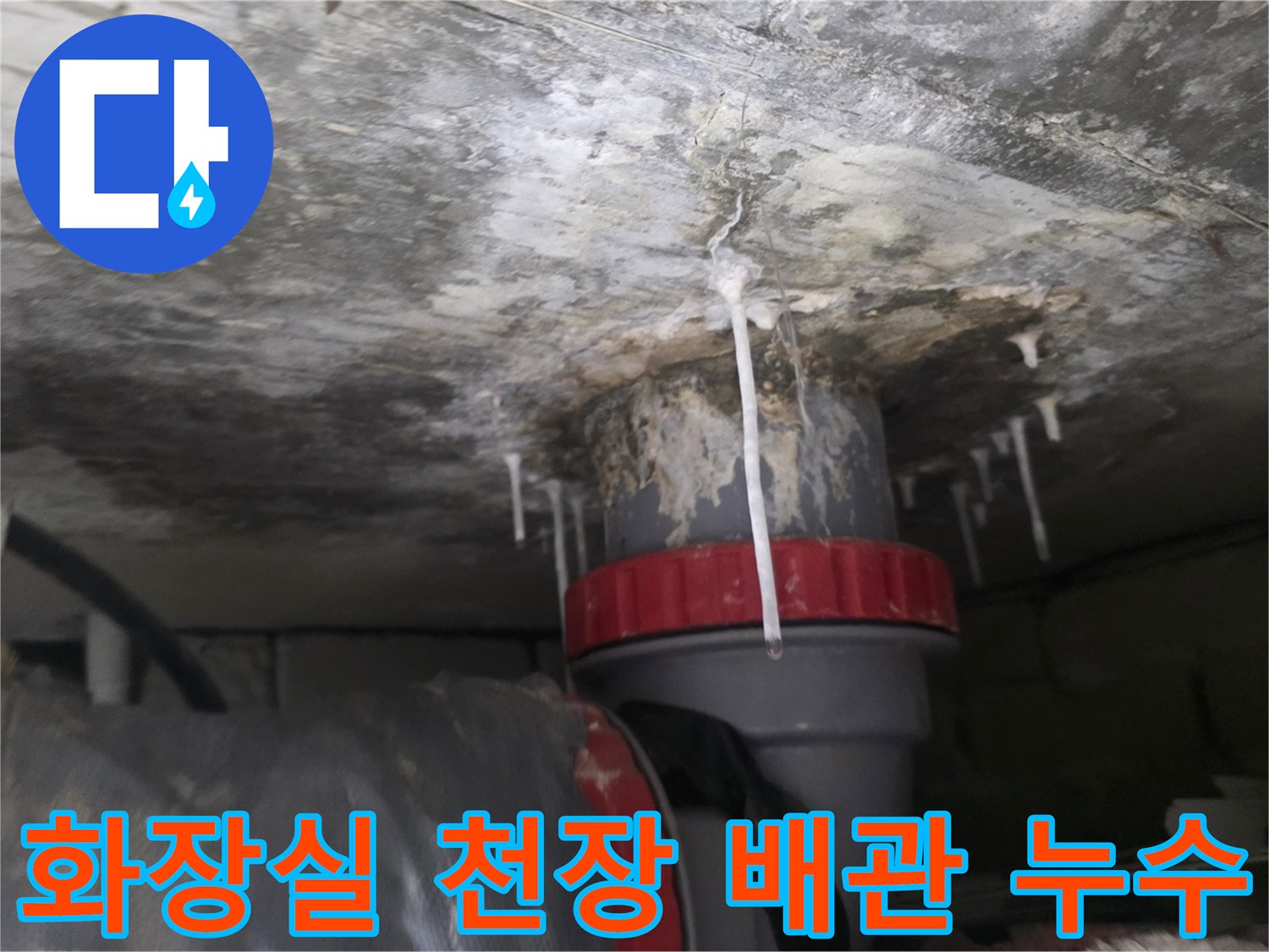 도봉구 창동 아파트 - 화장실 천장 배관 주변의 누수 흔적