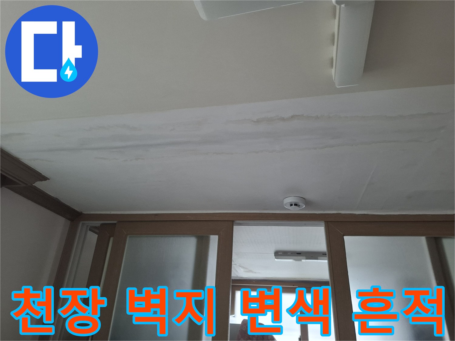 동대문구 현장-천장 벽지가 젖어 얼룩진 모습