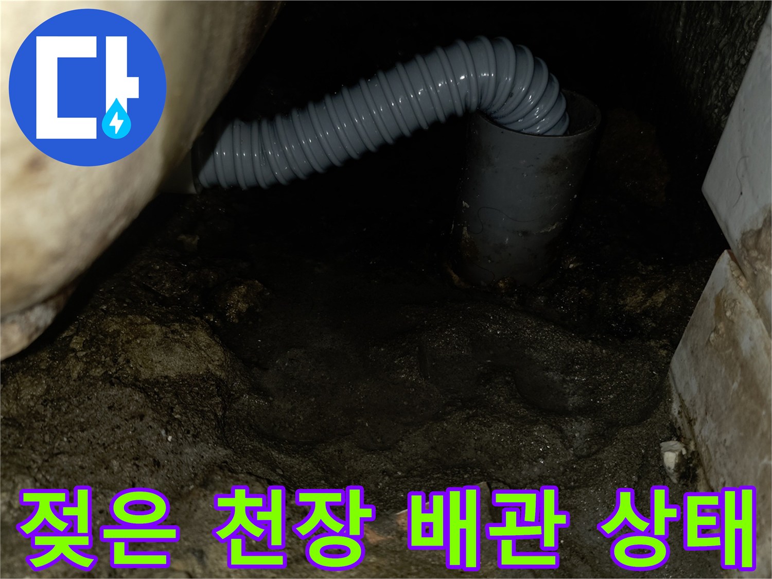 누수가-발생한-배관-주변의-축축한-슬래브-상태