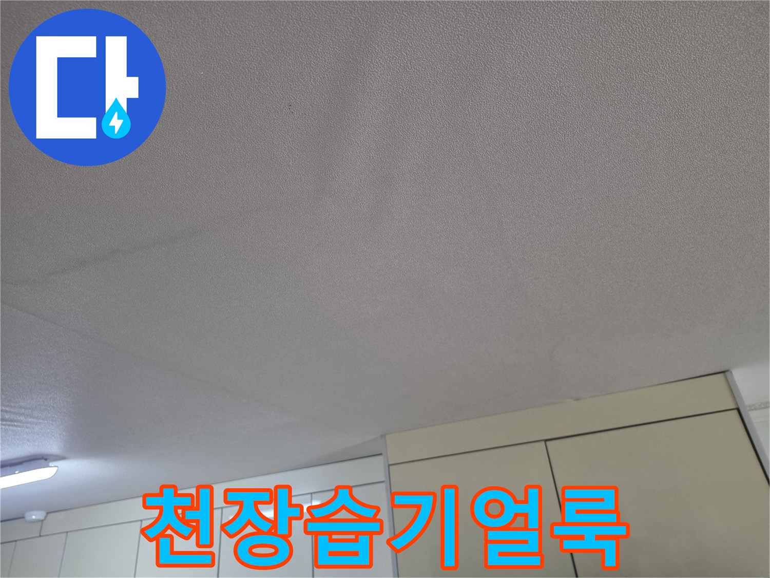 천장-마감재-표면에-발생한-어두운-색의-누수-흔적