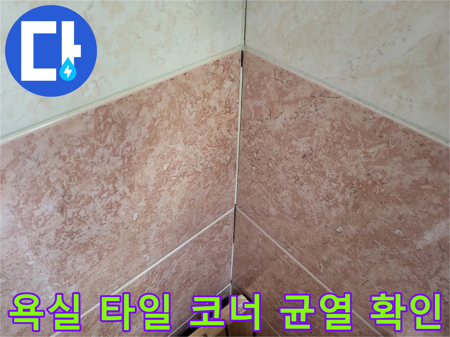 분당 현장-타일 접합부의 미세한 틈새를 정밀하게 육안 검사함