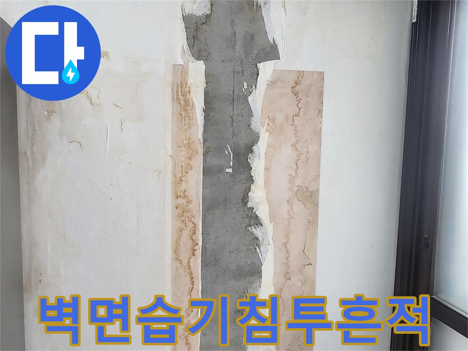 주방-천장-경계부-물샘-및-벽지-변색-사진