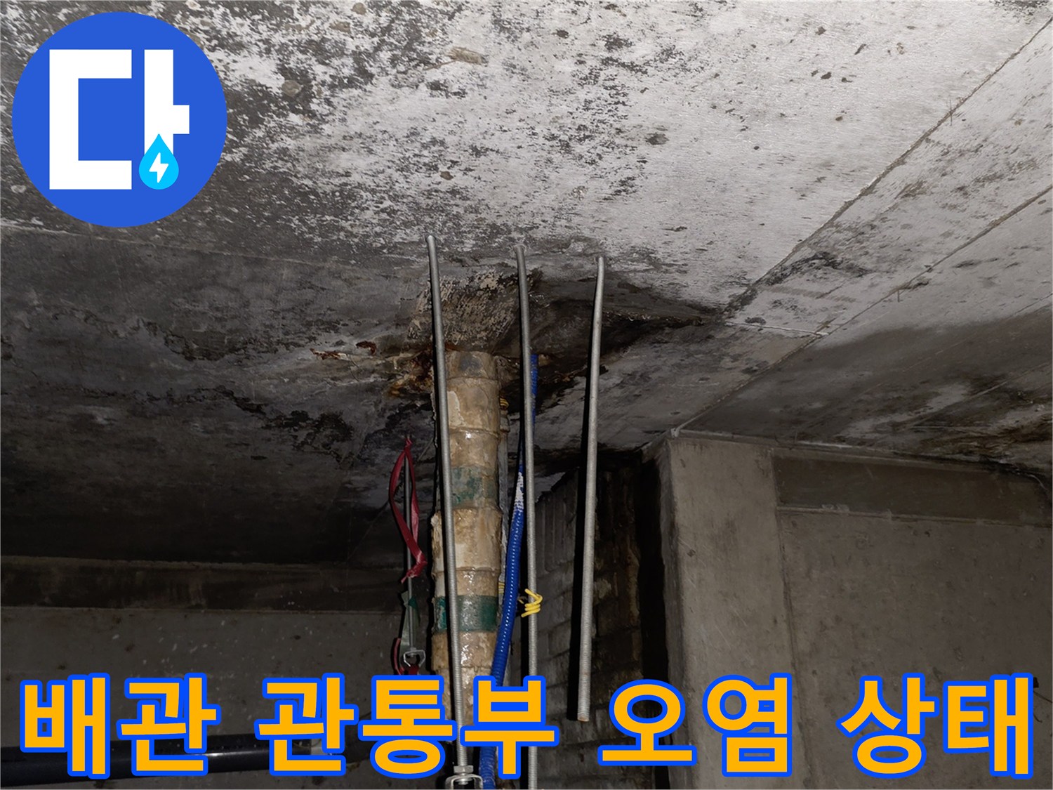 상가-천장-배관-관통-지점의-누수-및-오염-현황