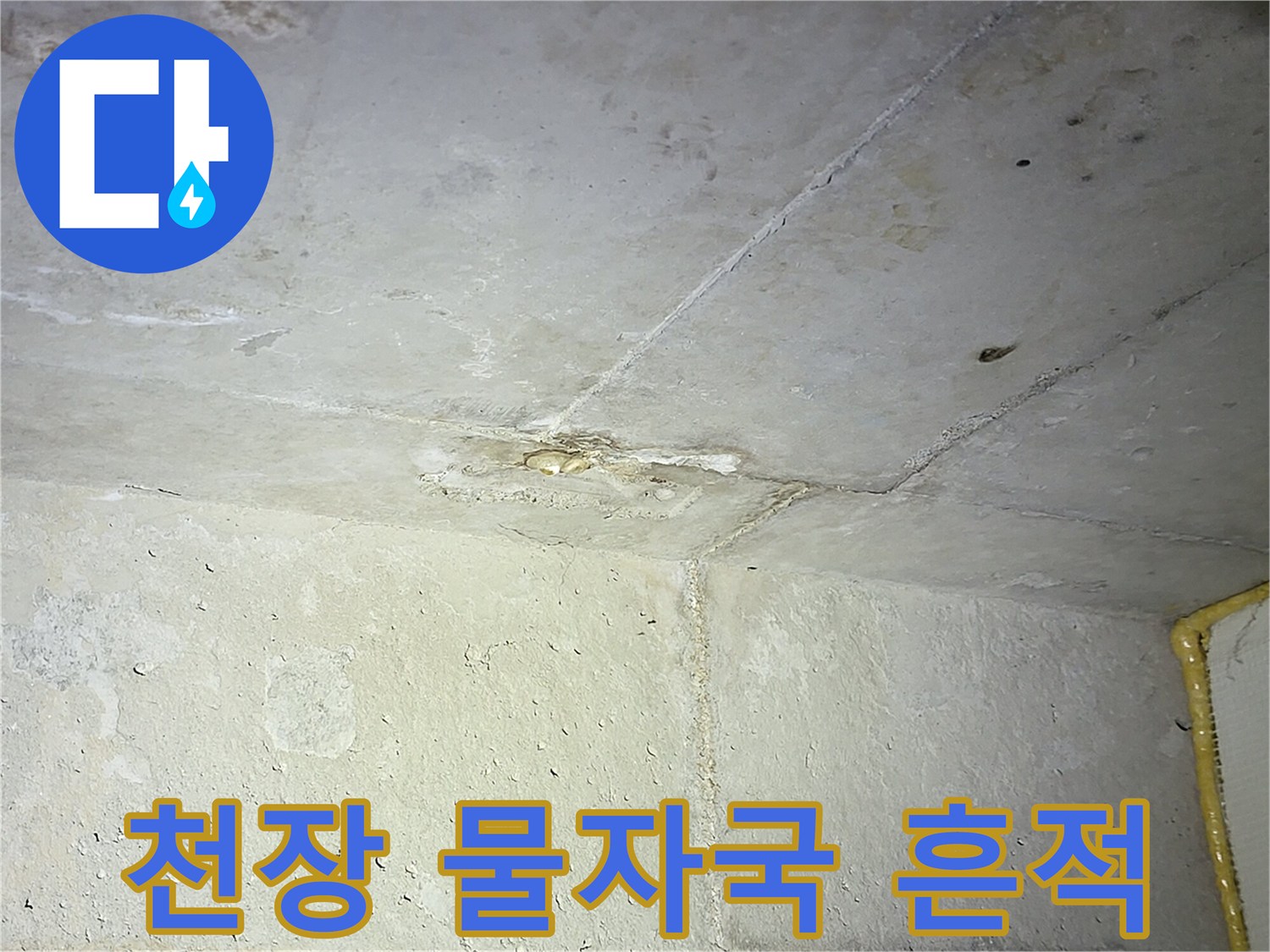 습기로 인해 어둡게 변한 화장실 천장 표면