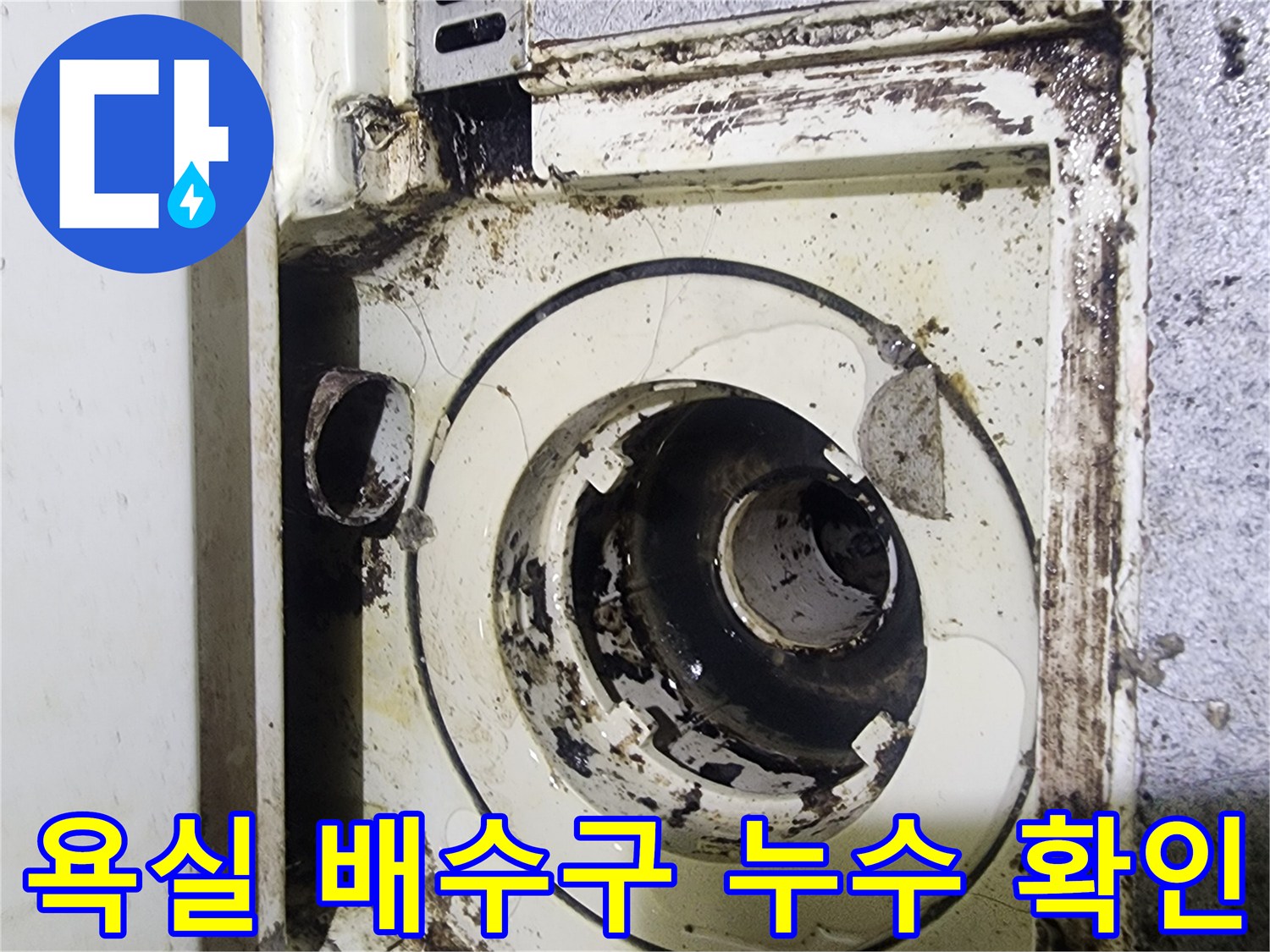의정부 수락동-욕실 배수구 주변의 오염과 물샘 흔적