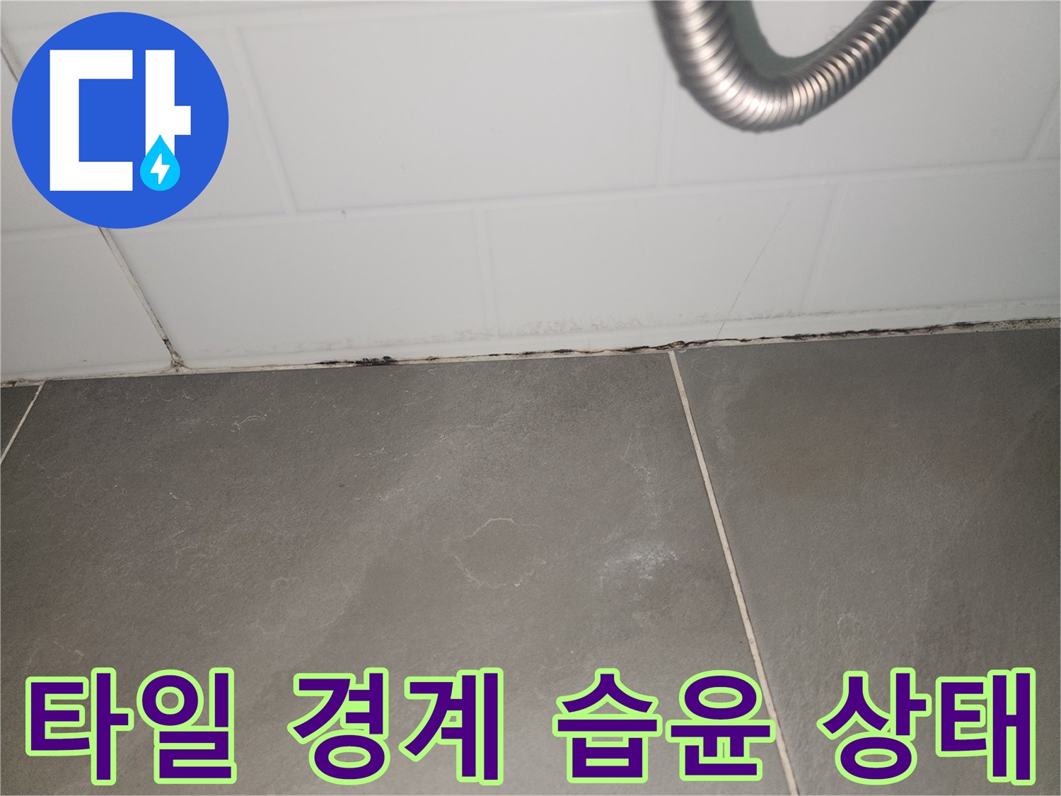철산동 현장-타일 사이의 물기 스며든 흔적