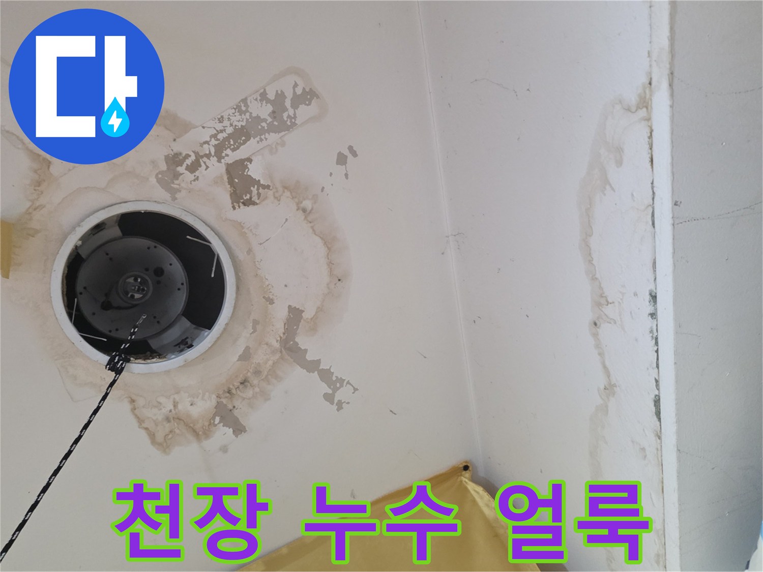 매립등 주변-물샘으로 인한 벽지 오염