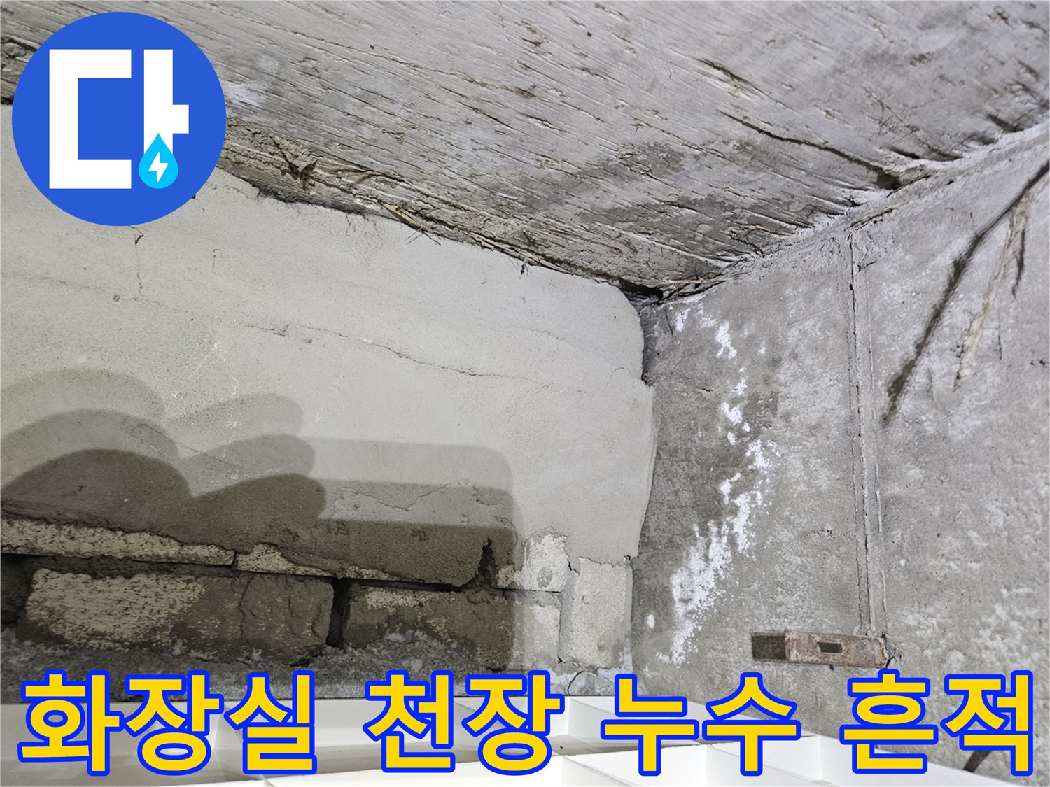 강서구 화곡동 현장의-젖어있는 콘크리트 벽면과 천장 구조물