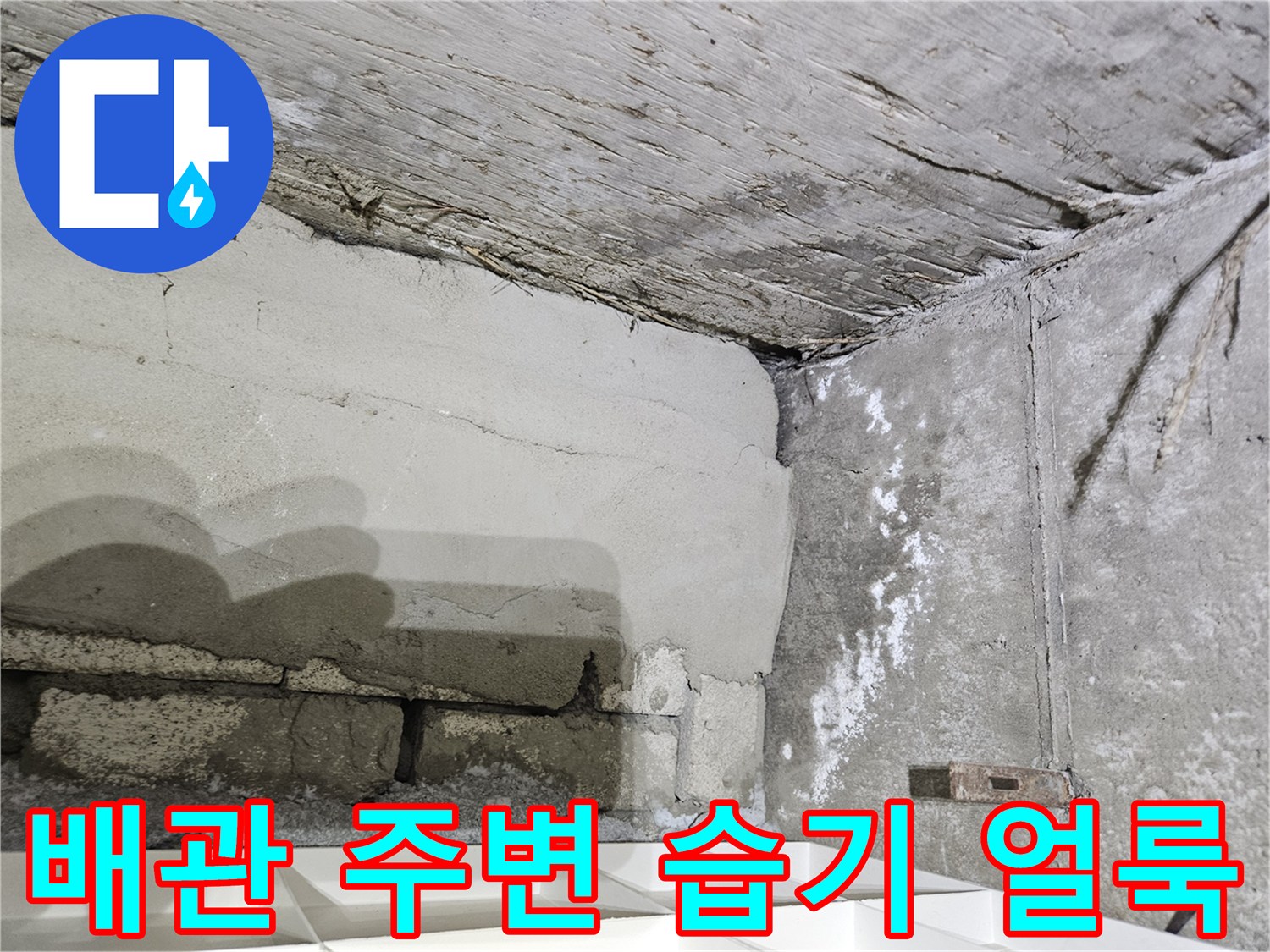 천장-벽면-콘크리트의-물샘-및-백화-현상-사진