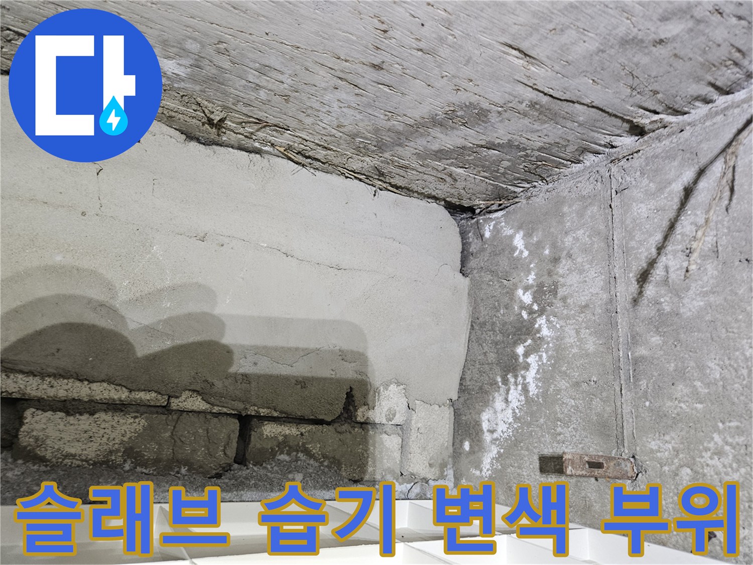 화곡동 현장-물샘으로 인해 젖어 있는 콘크리트 슬래브