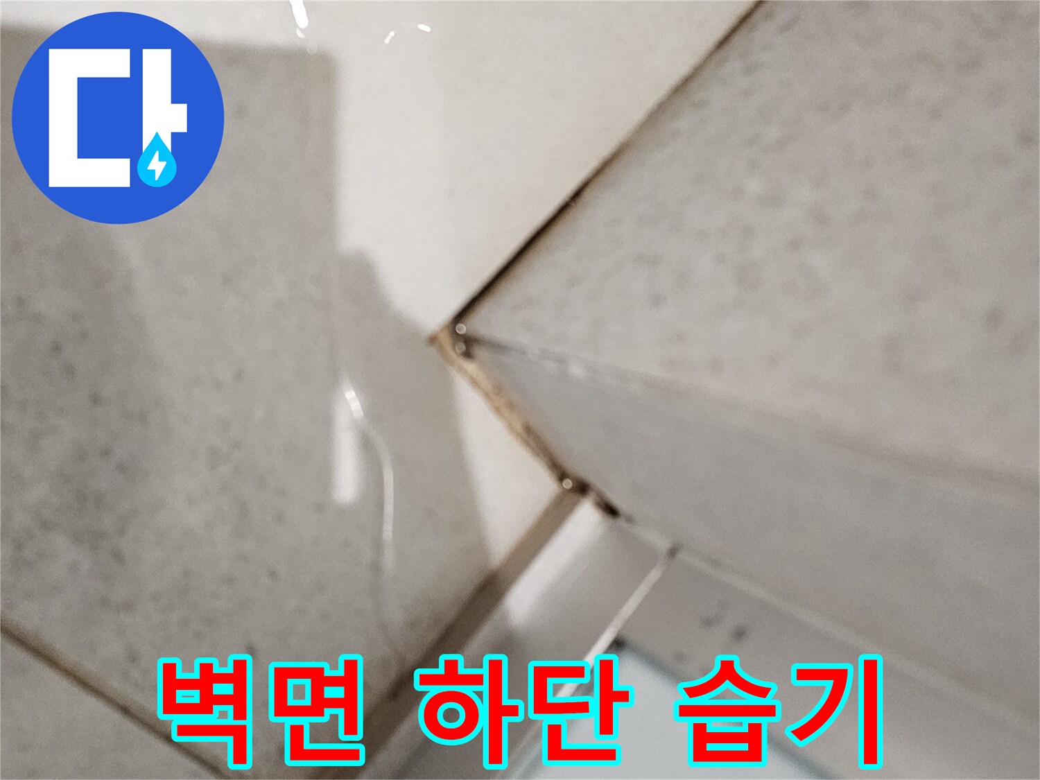 타일-경계-부분의-습기와-물고임-상태-촬영