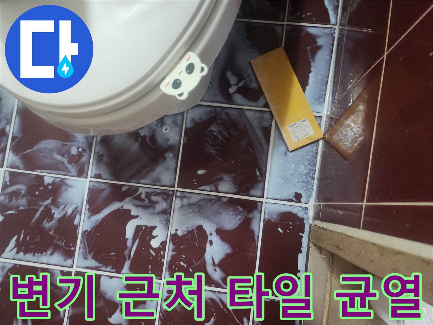 양천구 현장-변기 주변 젖은 타일 표면