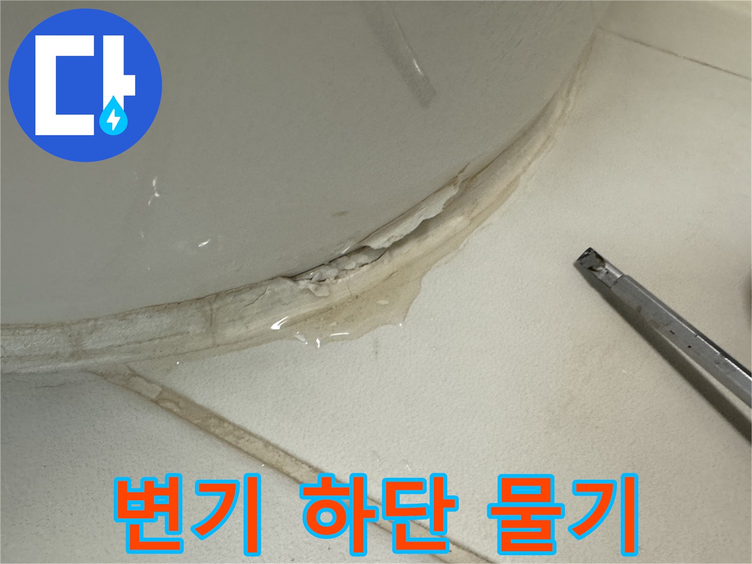 갈라진 백시멘트 사이로 스며든 물기