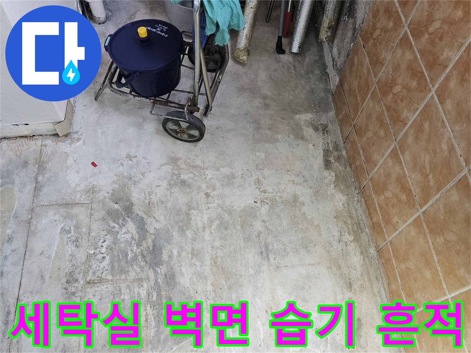 성북구-돈암동-아파트-세탁실-벽면-습기-및-누수-흔적-사진