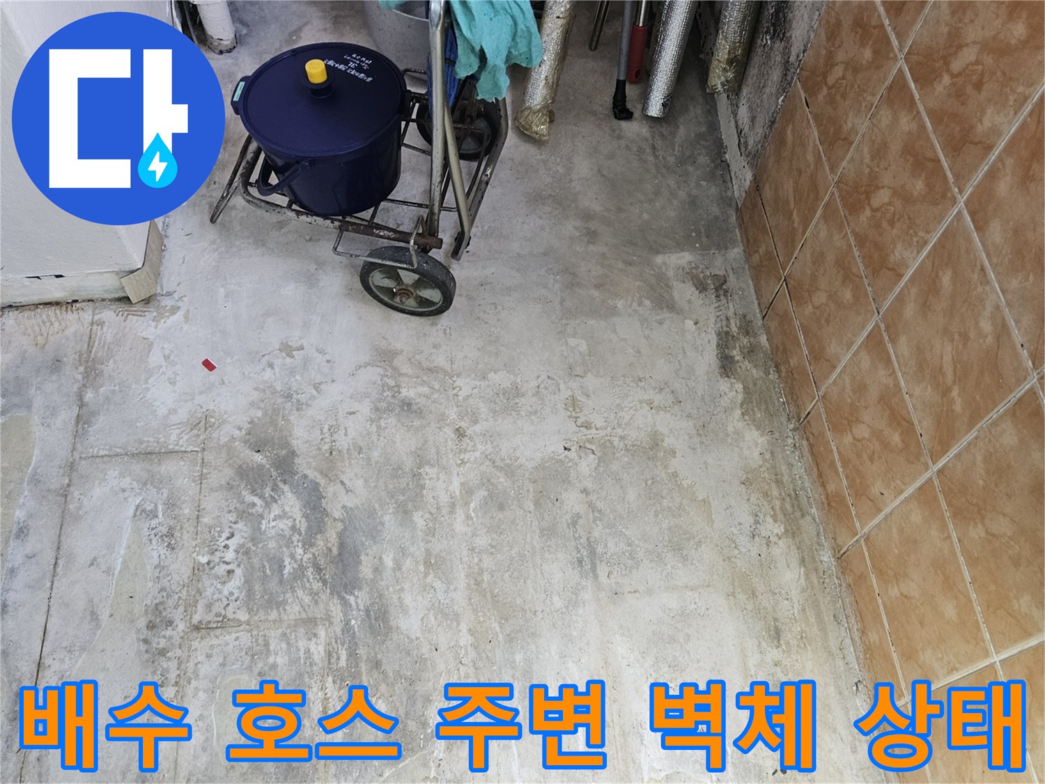 세탁실-배수-호스-주변-축축한-벽면-상태