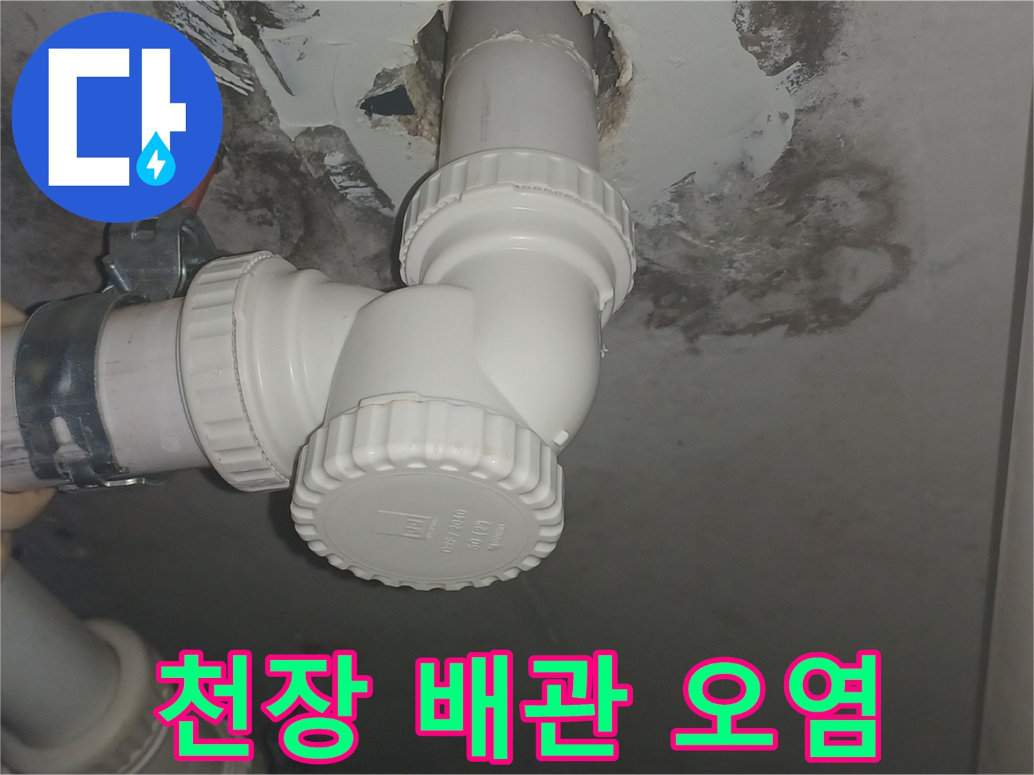천장-배관-주위의-심한-습기와-곰팡이-흔적