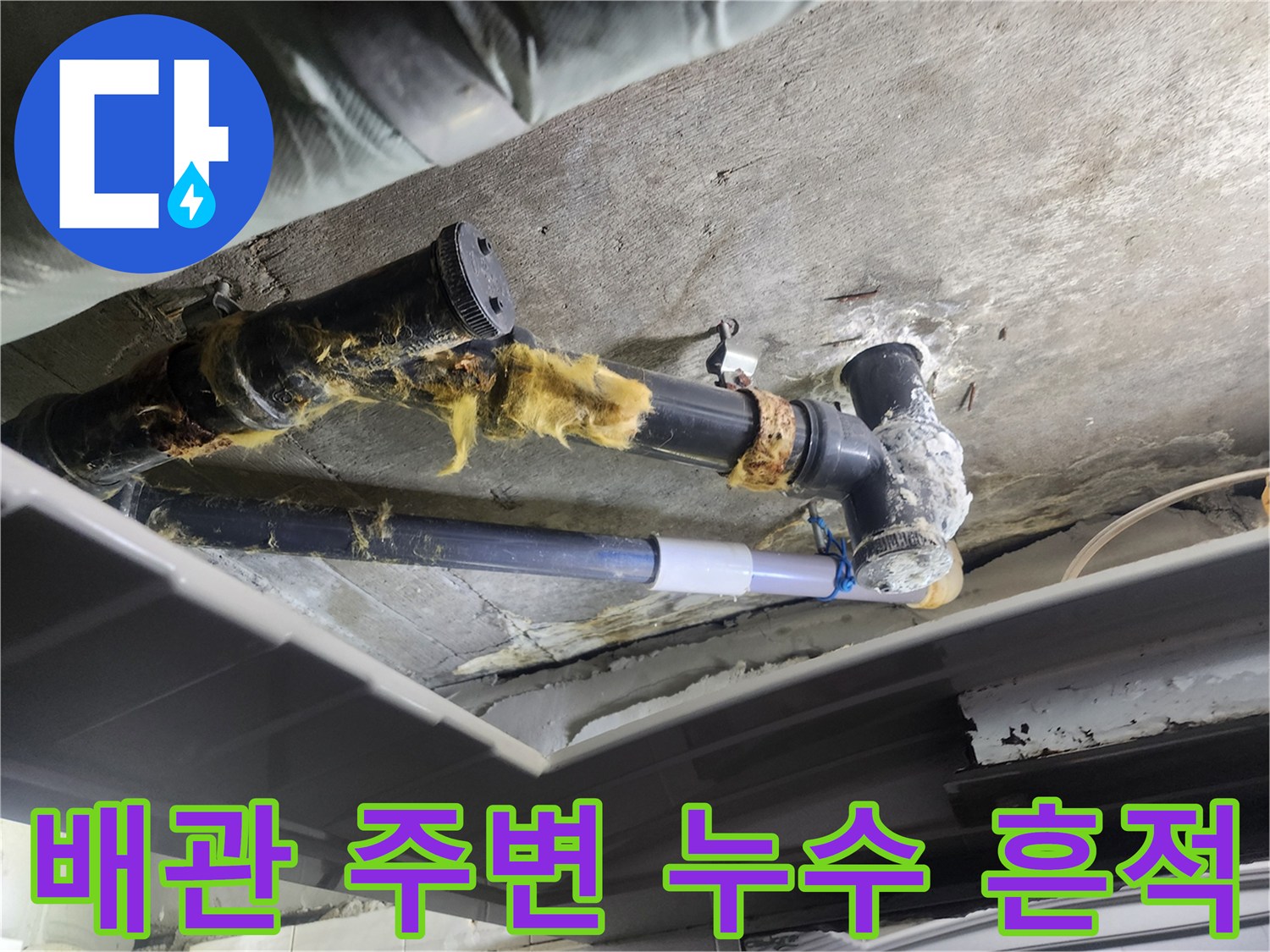 덕양구 화장실-천장 배관 주변의 습기와 물샘 흔적