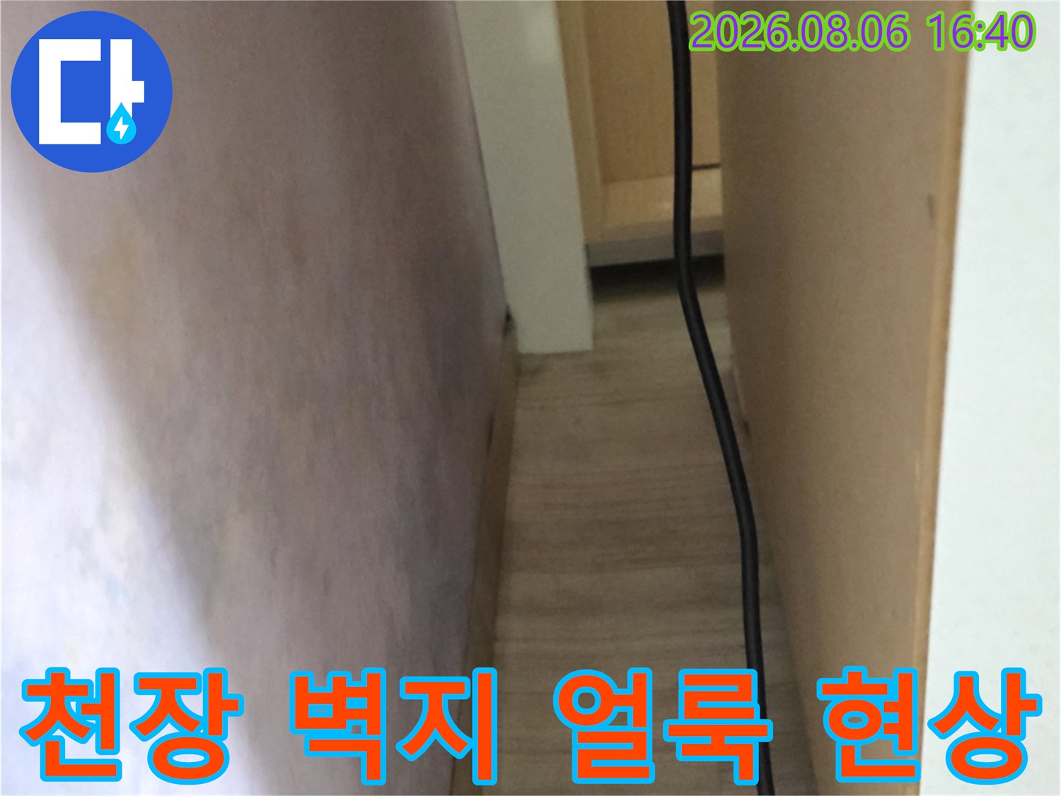 광진구 구의동 현장의-천장 벽지가 변색된 모습입니다.