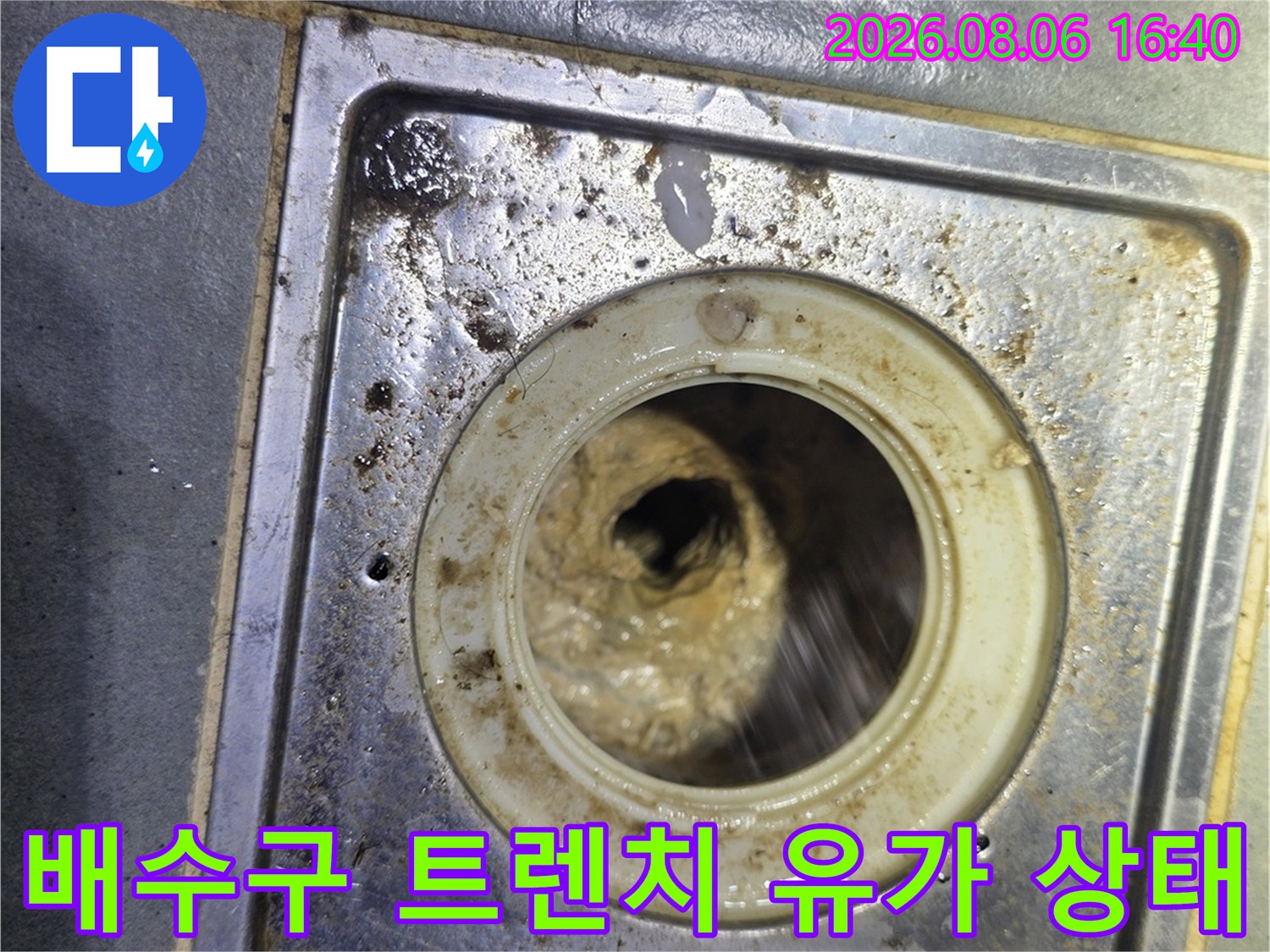 물기가 머물러 있는-욕실 배수구 내부 및 주변