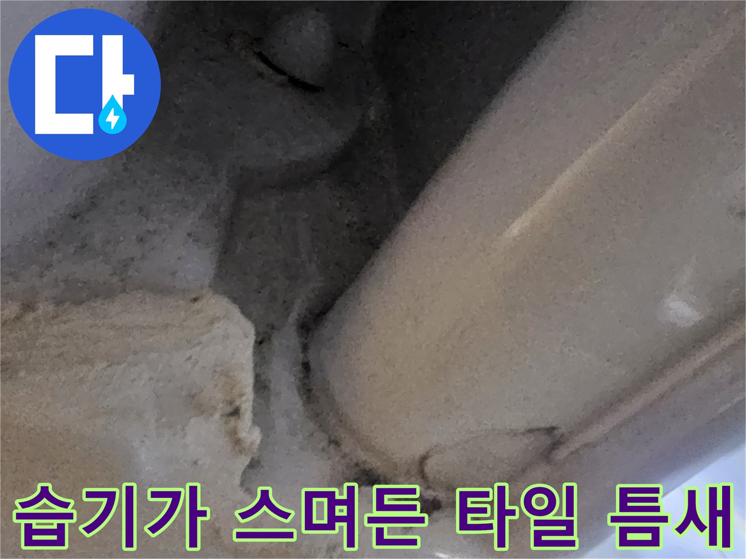 배수구-주변-타일-사이의-어두운-습기-흔적
