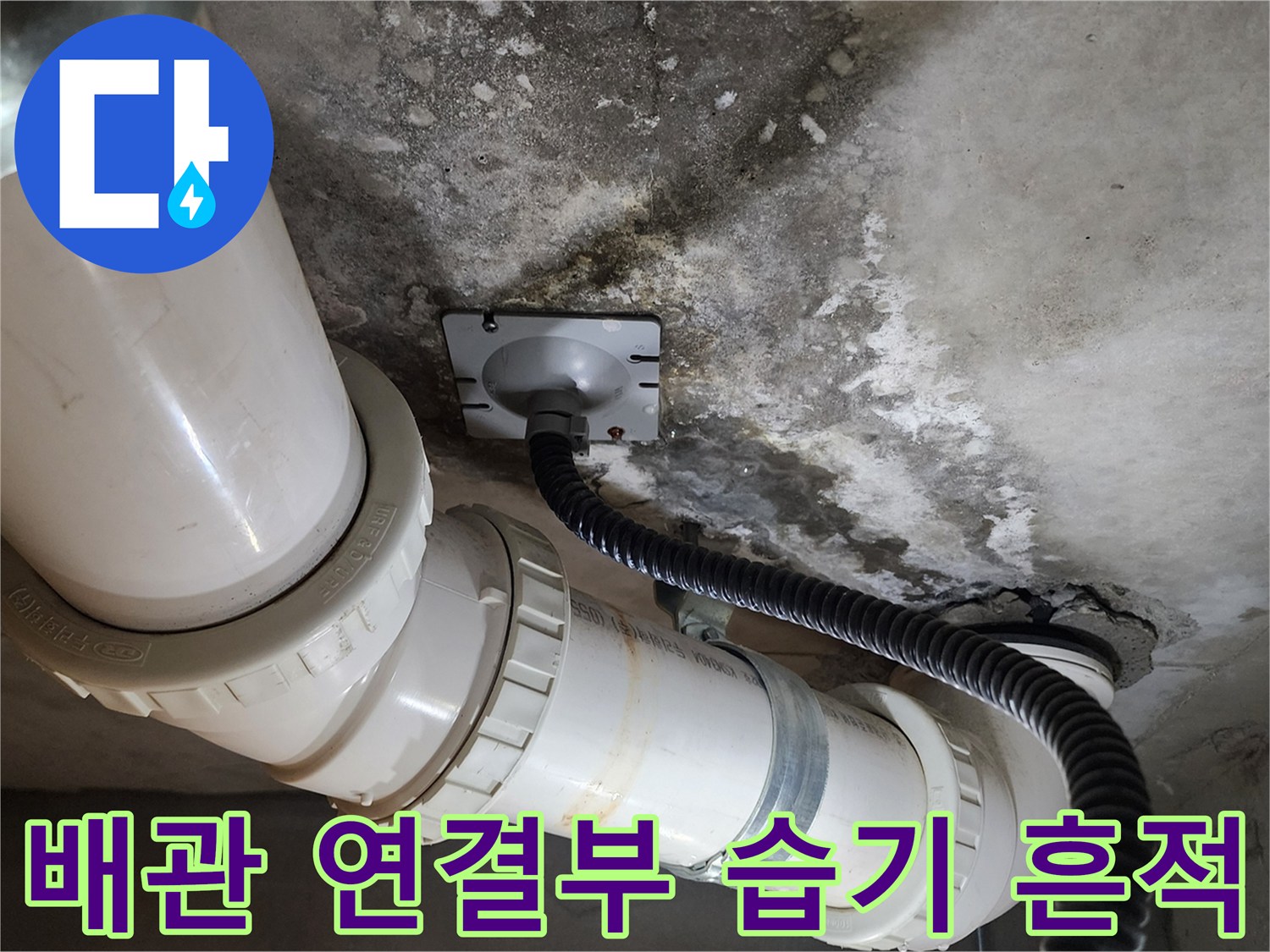 배관-연결부-주변의-축축한-습기와-오염된-천장