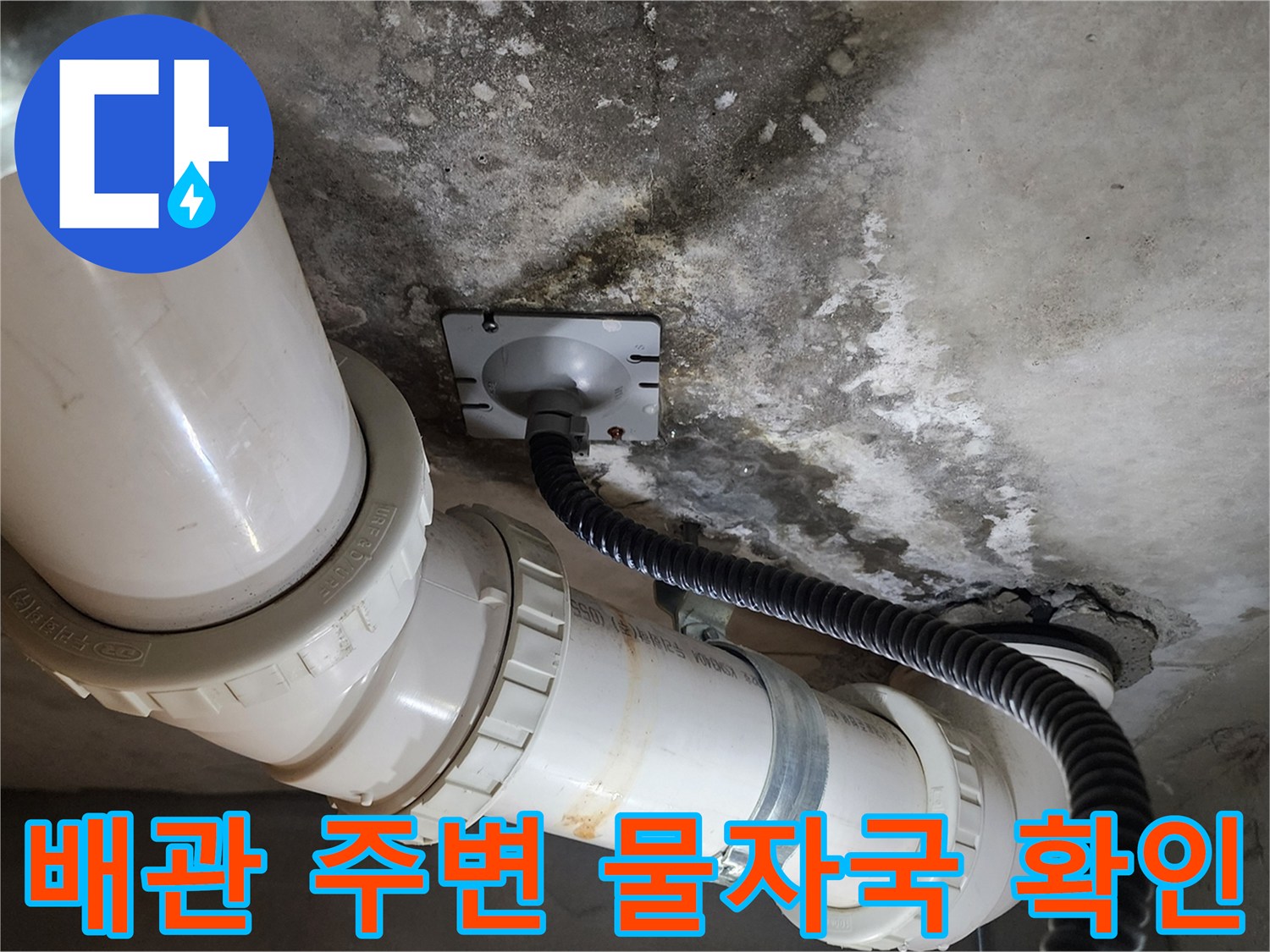 천장-배관-주변의-물샘-흔적과-오염된-슬라브