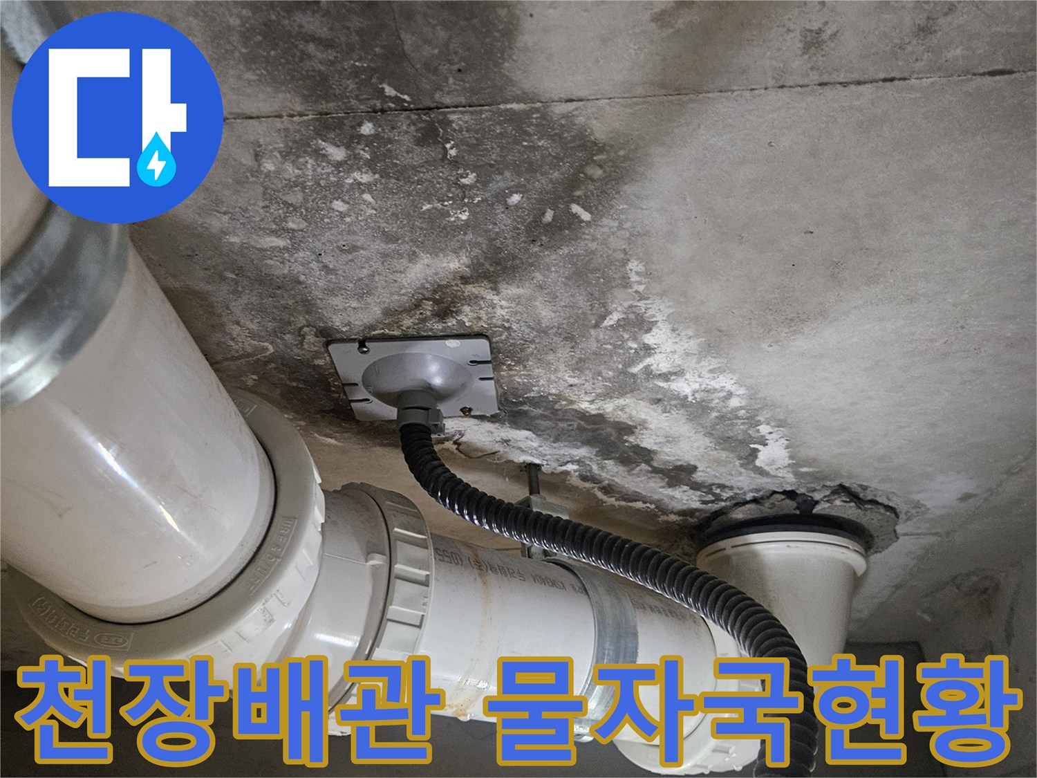 화장실-천장-내부-배관-연결부의-심한-변색-상태