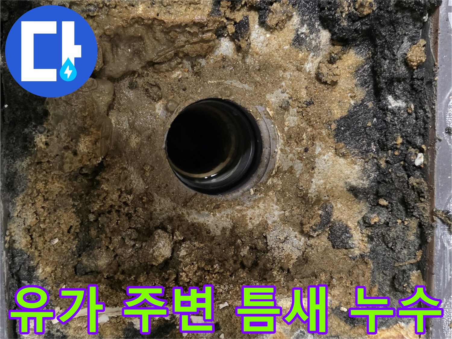 배수구-주변의-손상된-방수층과-이물질