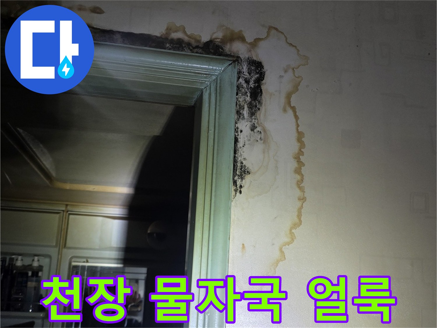 아랫집-욕실-입구-천장-벽면의-누수-얼룩-상태