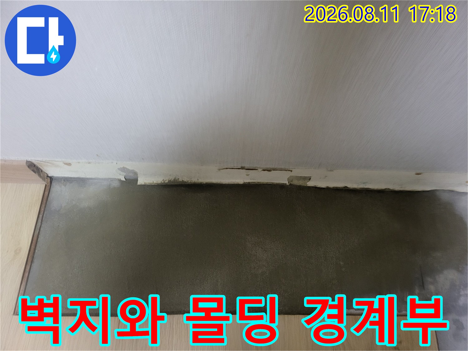 상월곡동 현장-습기가 스며든 벽지 하단 경계