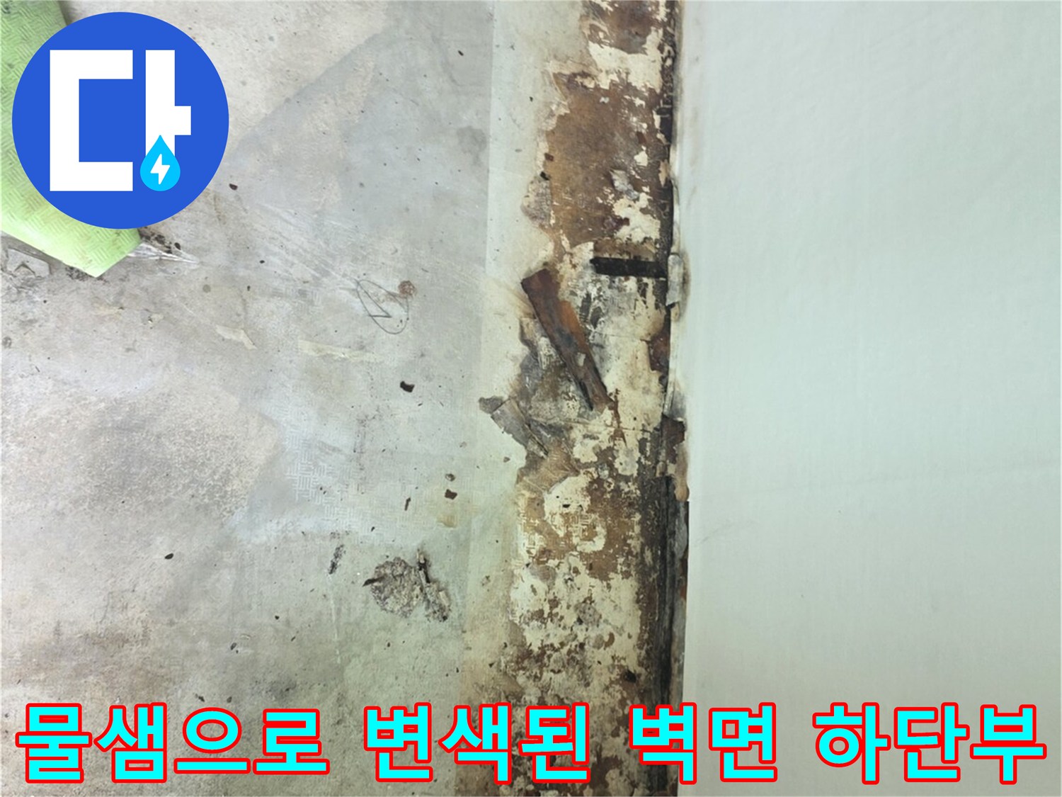 아파트-내부의-흰색-벽지가-습기로-인해-갈색과-검은색으로-오염된-모습