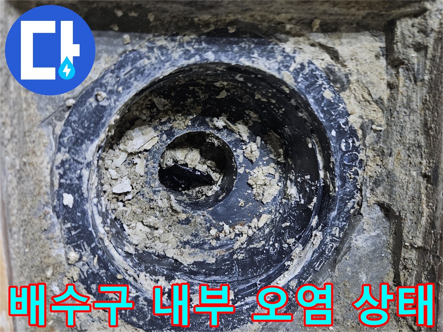 욕실-배수구-내부-이물질과-오염된-방수층-상태