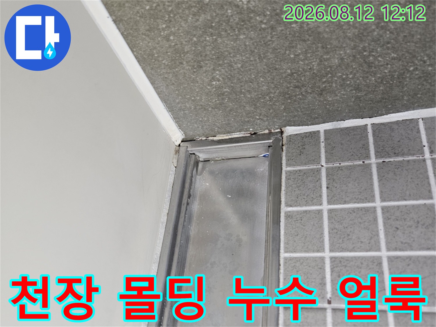 양주 옥정동 현장-천장 금속 프레임 주변의 침수 흔적과 오염
