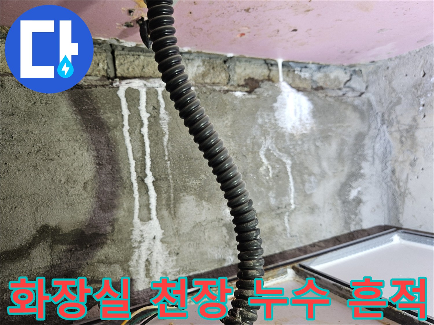 양주 옥정동-화장실 천장 내부의 석회 침착물과 배관 상태