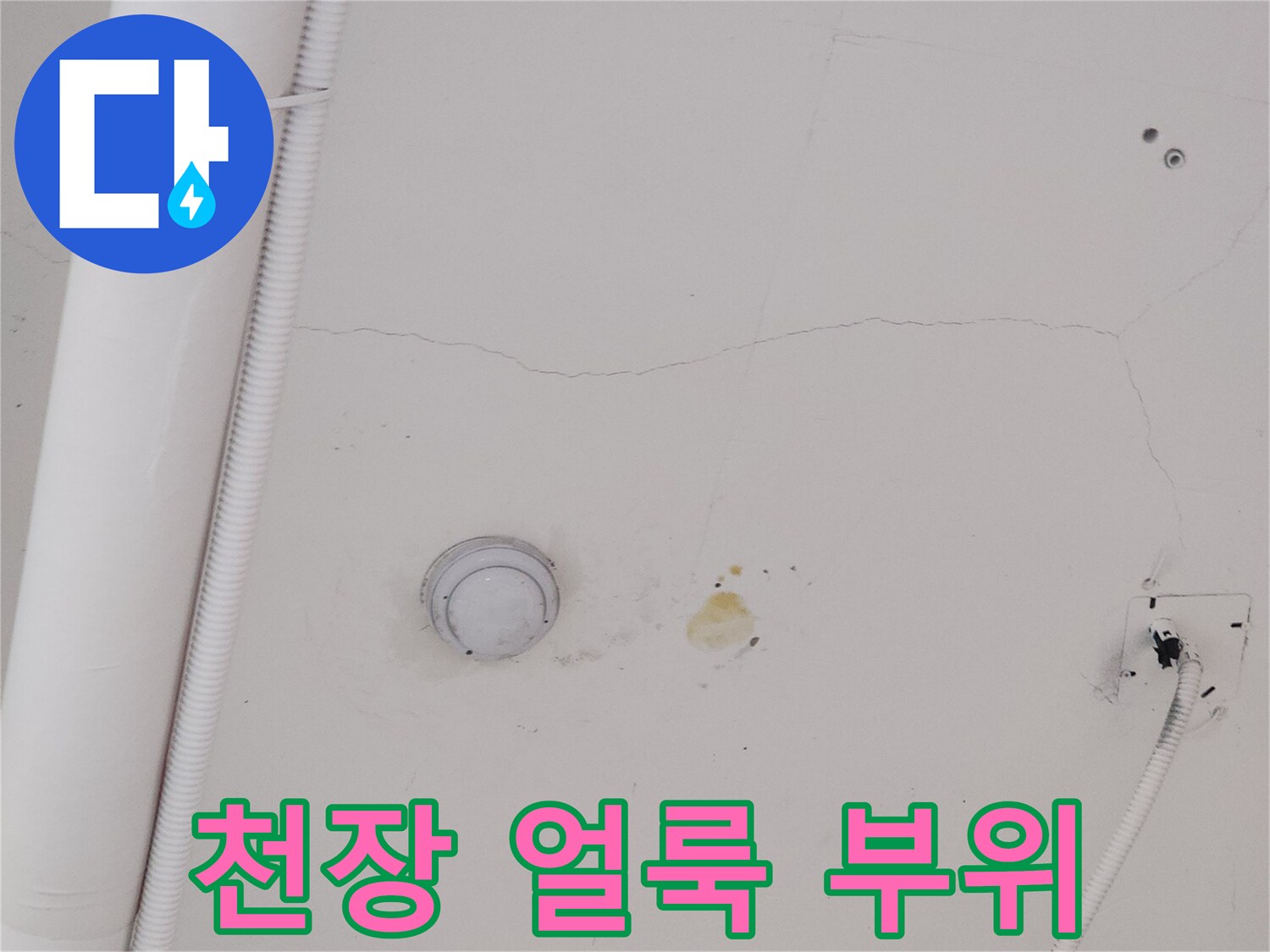 식당-아래층-천장-물샘-변색-부위