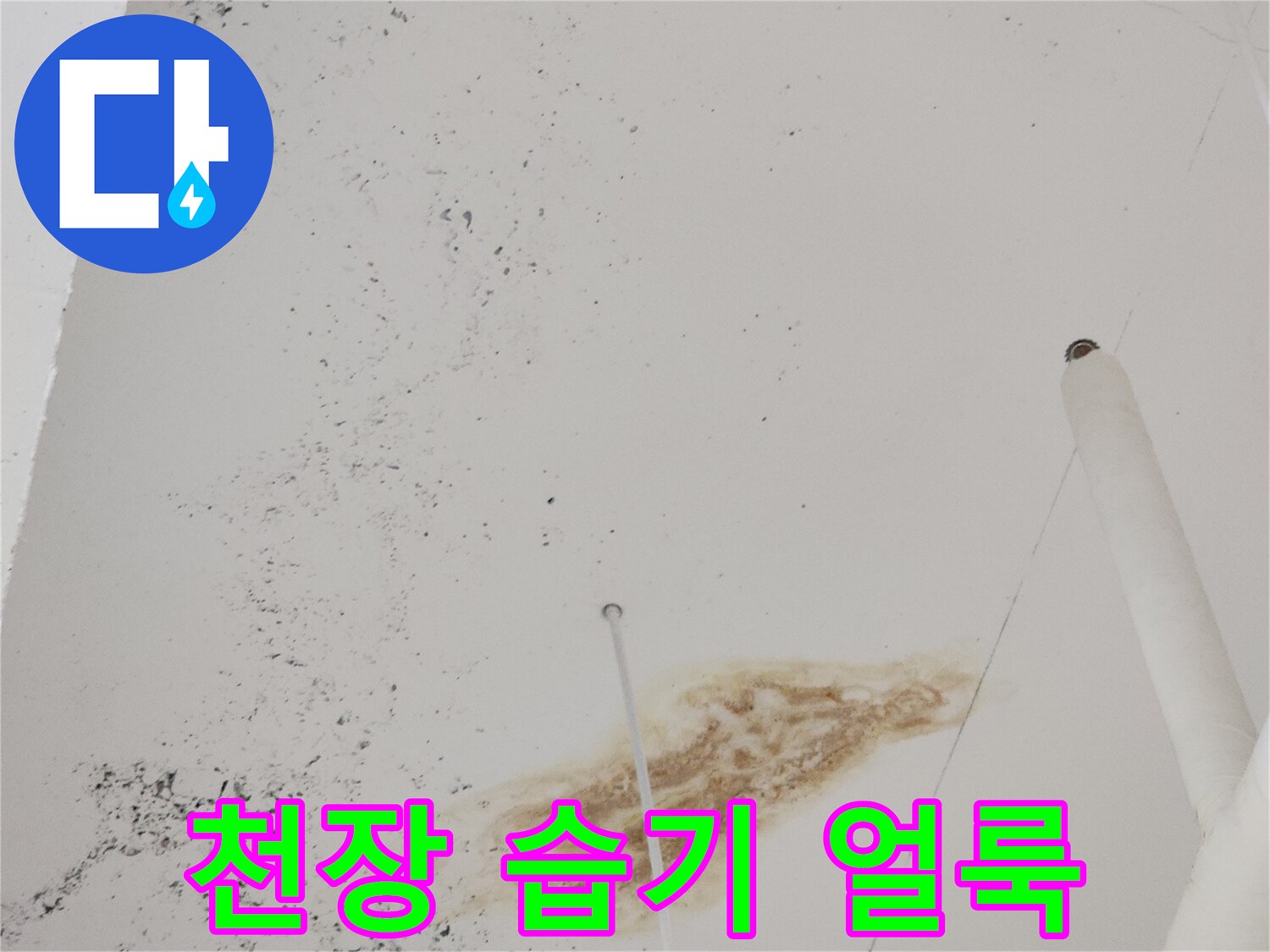 천장-마감재-주변의-습기로-인한-갈색-오염-현황