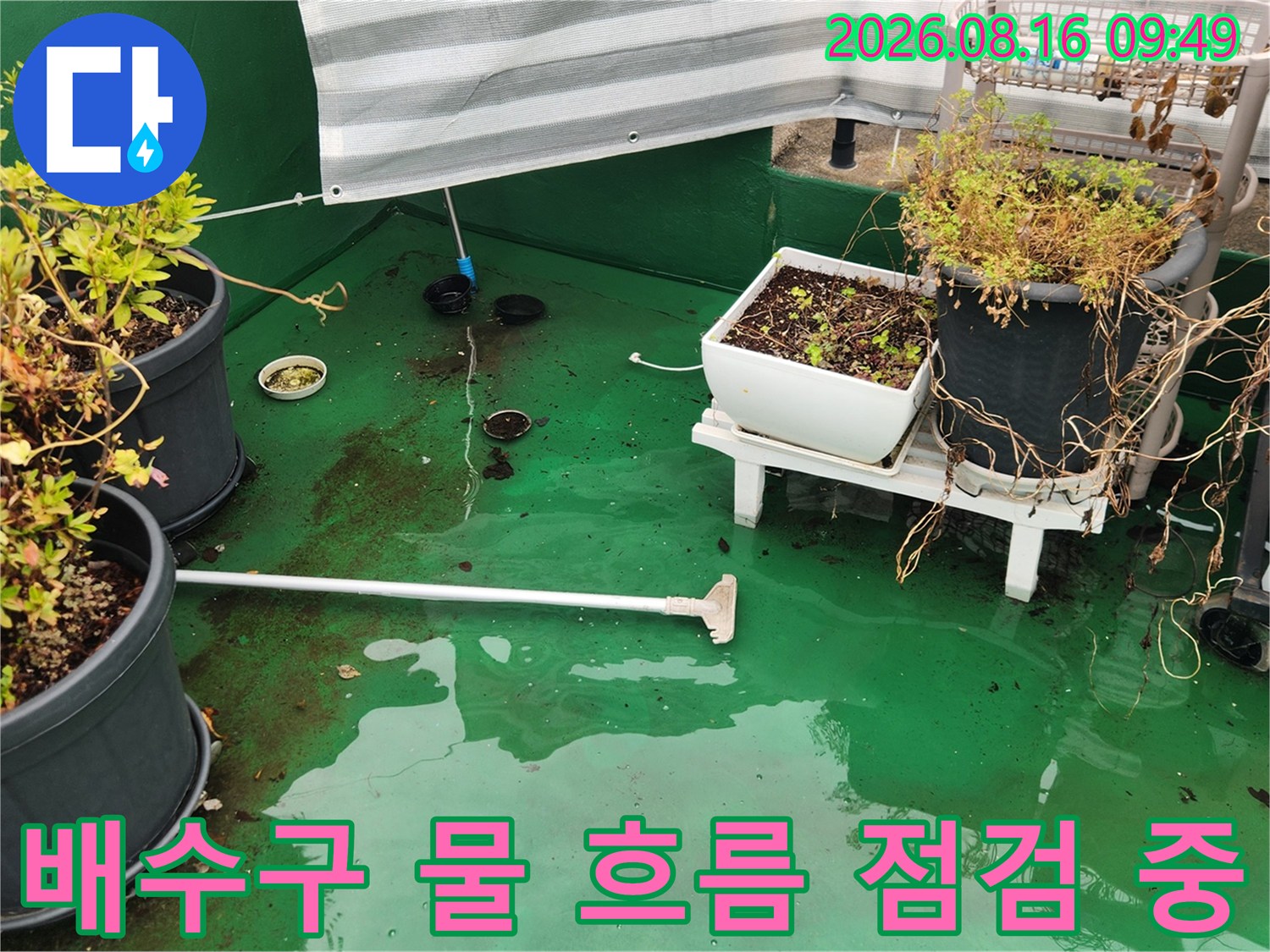 막힌 배수구를-청소하여 물길을 확보하는 현장