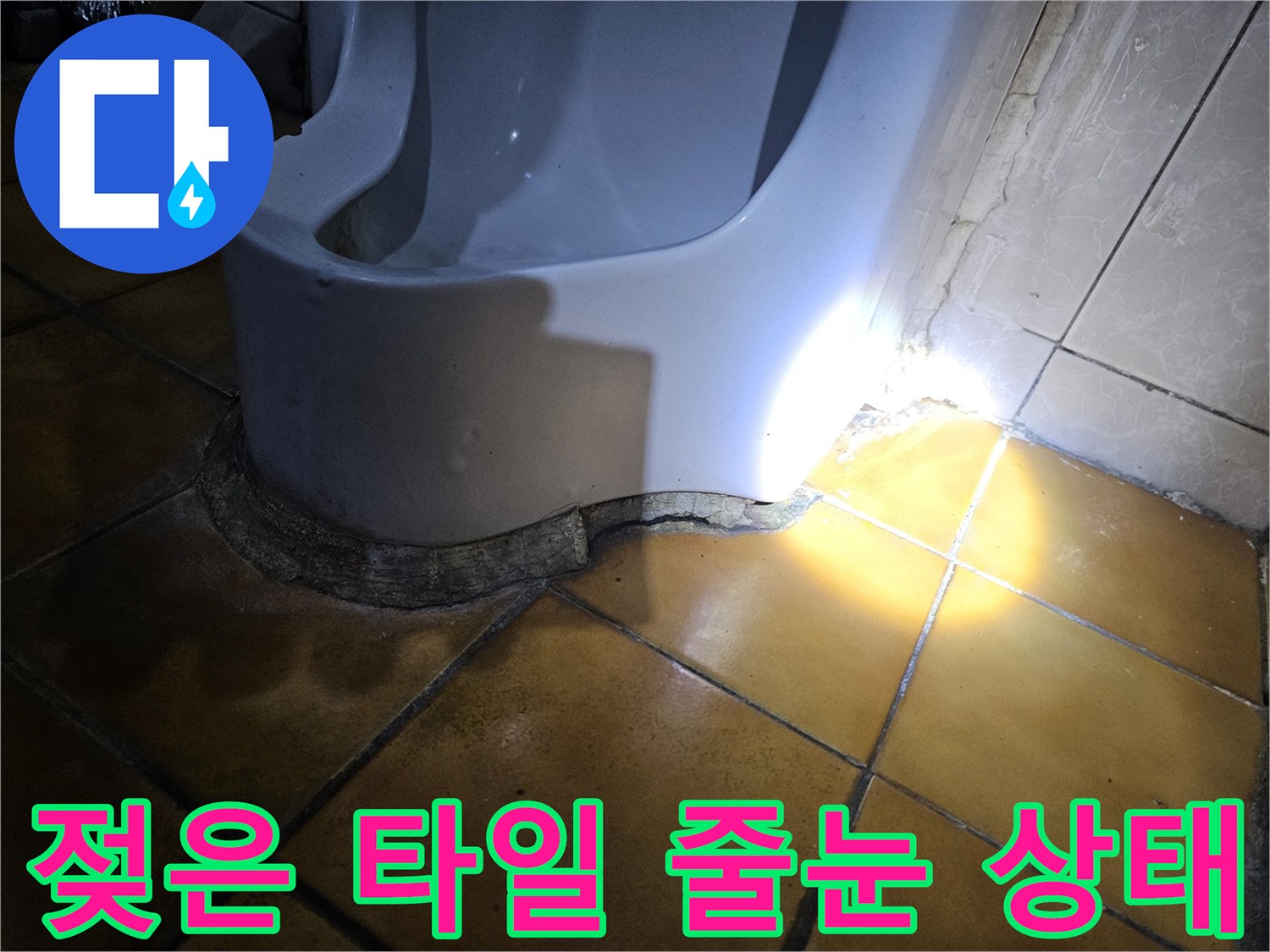 가락동 천장-누수가 의심되는 젖은 타일 경계면
