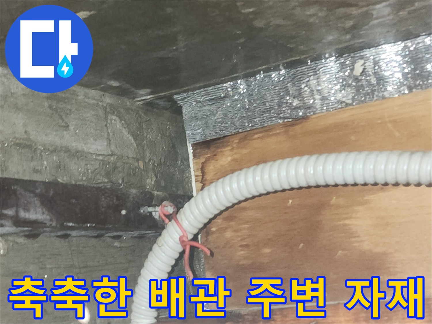 배관-주변-자재의-습윤한-상태-및-물기-확인