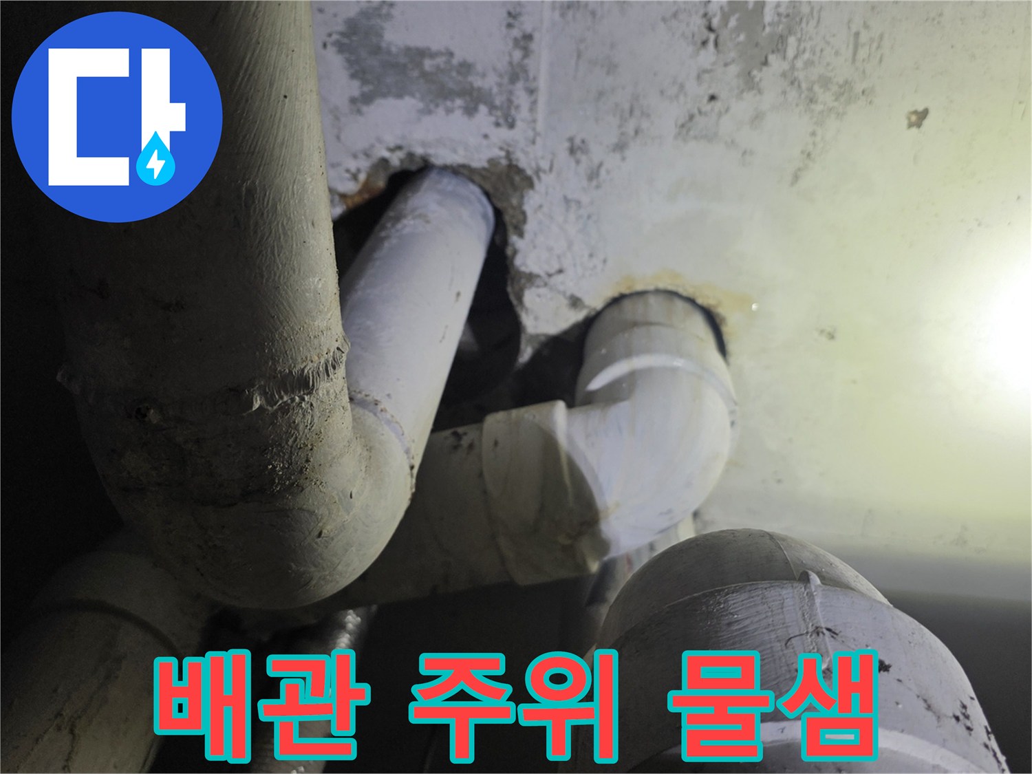 축축하게 젖은-천장 내부의 하수 배관