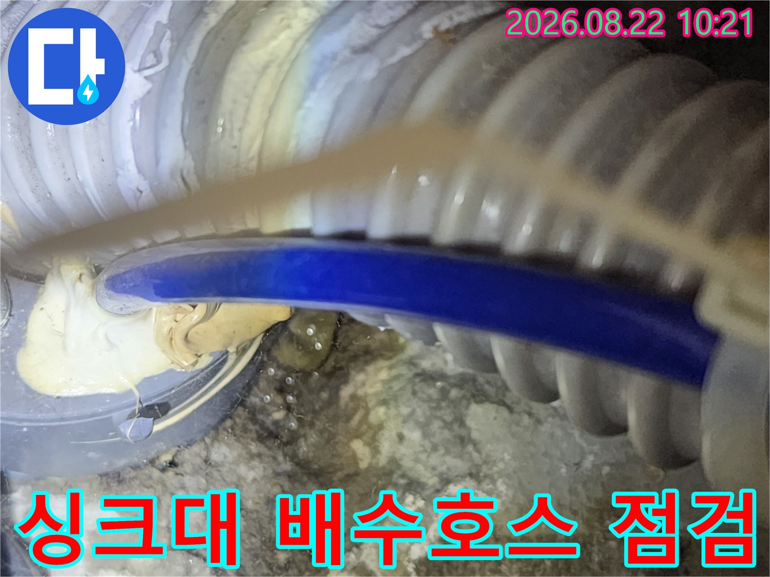 싱크대-배수호스와-연결부위-누수상태-확인