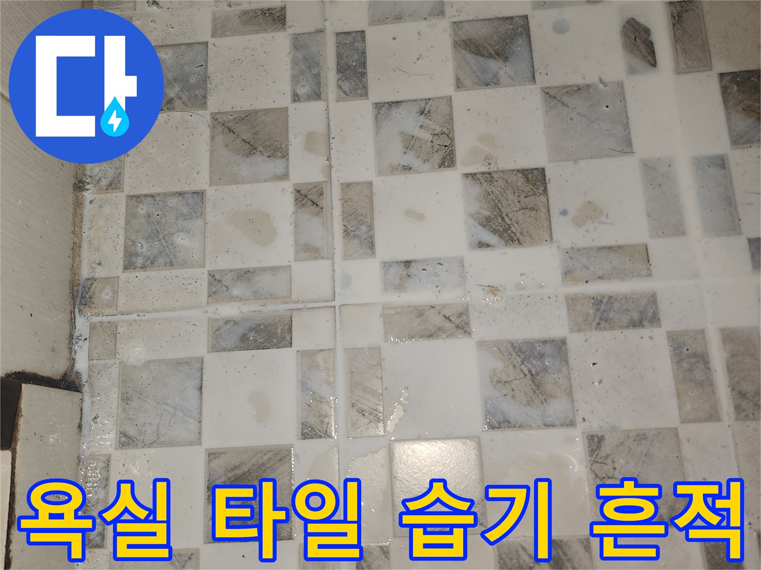 물샘으로 인해 얼룩진 화장실 벽면 사진