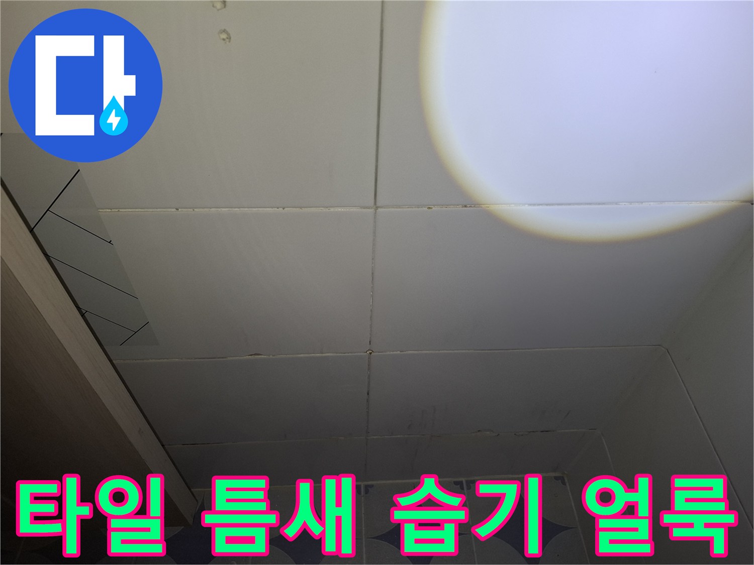욕실 천장 타일 줄눈의 습기 얼룩 현황