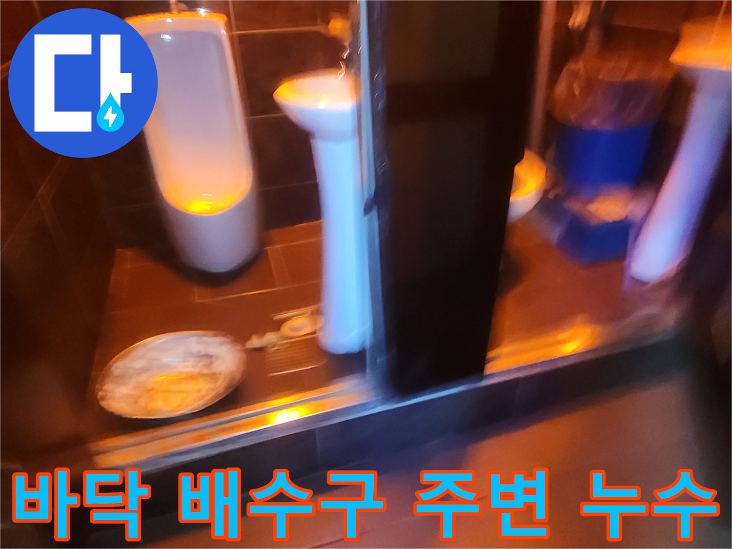 도선동 현장-배수구 인근 타일 틈새의 물샘 흔적 관찰