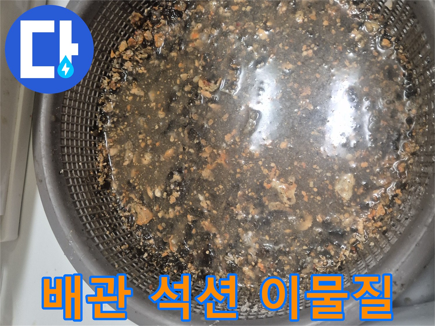 싱크대 배관 내부에서 뽑아낸 음식물 찌가기와 기름 덩어리