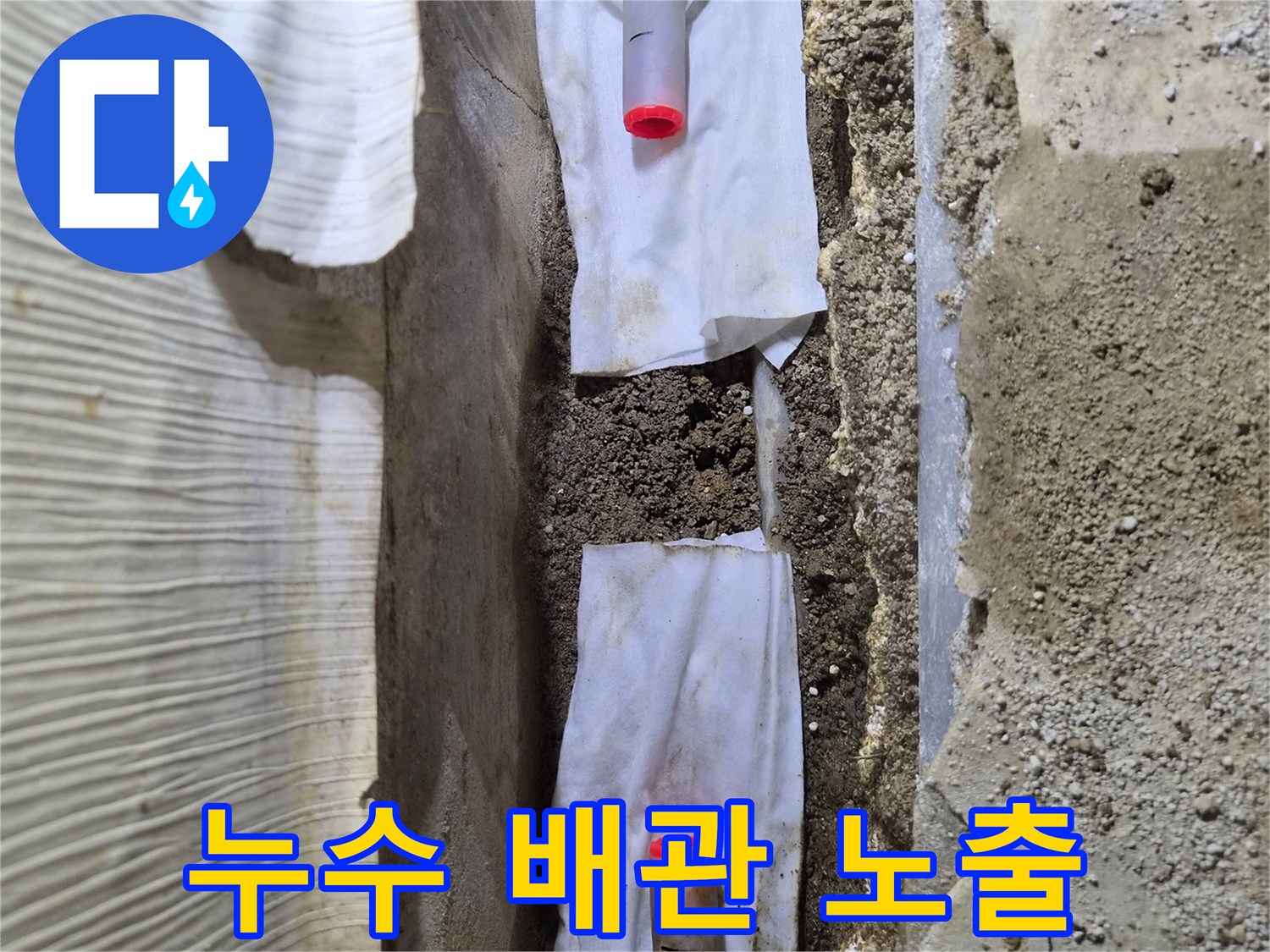 흙을 제거한 뒤 드러난 문제 있는 배분 구간