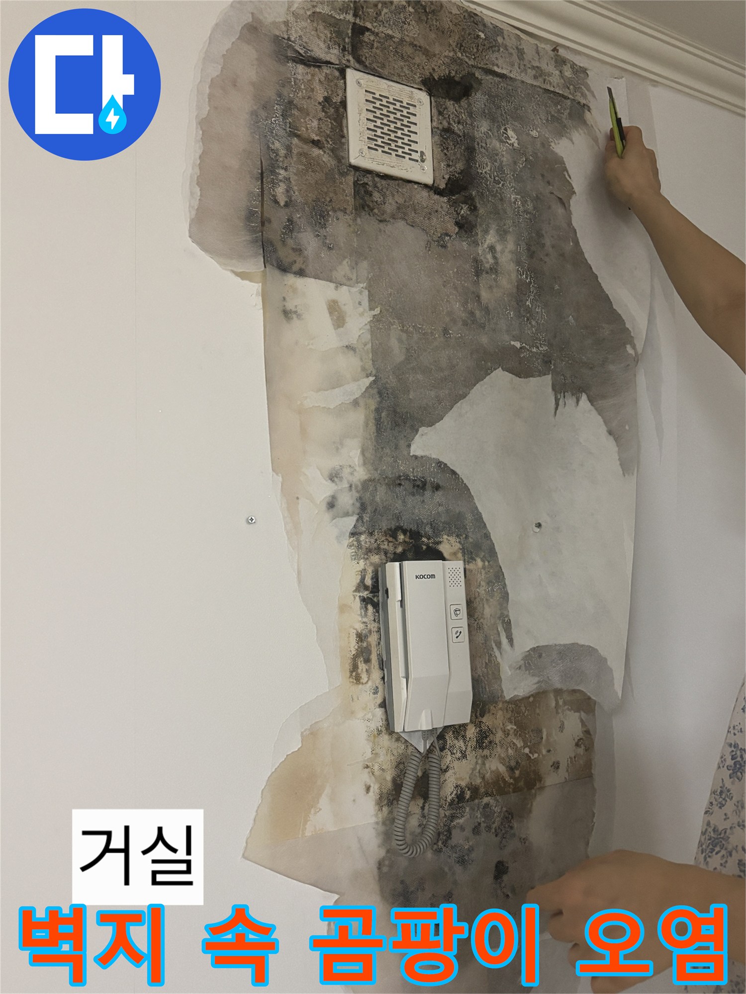 상계동 아파트 현장-물샘으로 인해 변색된 벽면 내부