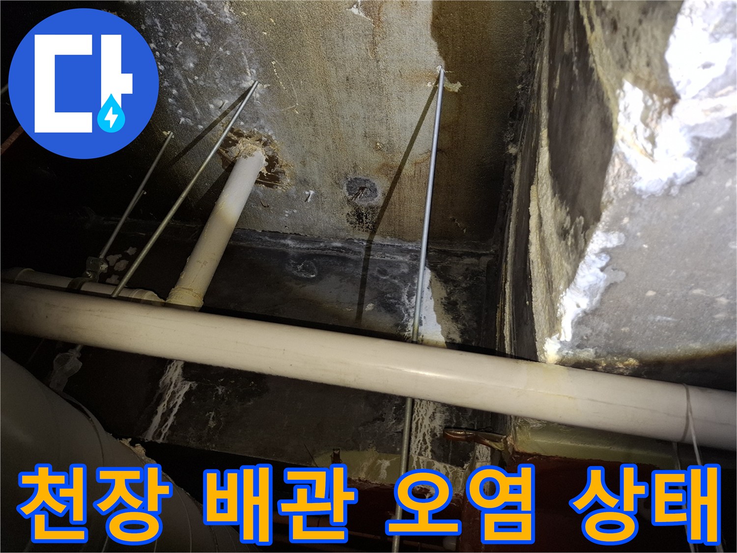 철산동 병실-천장 내부의 배관 습기 및 오염 확인