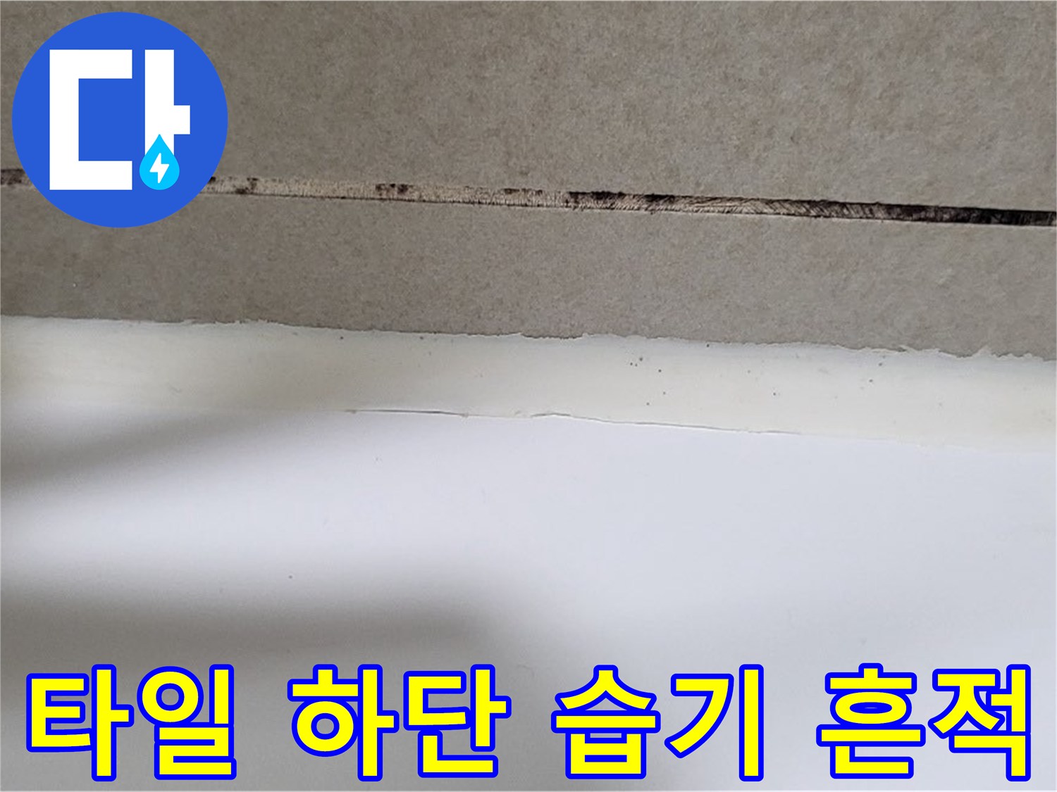 타일과 마감재 경계의 젖은 줄눈 부위